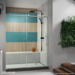 DreamLine Enigma-X 56-60 in. W x 76 in. H Clear Sliding Shower Door in Brushed Stainless Steel