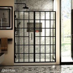 DreamLine Unidoor Toulon 58-58 1/2 in. W x 72 in. H Frameless Hinged Shower Door in Satin Black