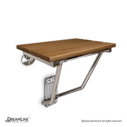 DreamLine Natural Teak Folding Shower Seat. ADA Compliant Shower Seat