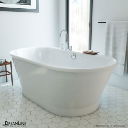 DreamLine Caribbean 66 in. L x 23 in. H White Acrylic Freestanding Bathtub