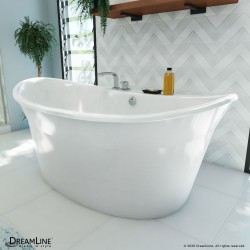 DreamLine Montego 66 in. L x 27 in. H White Acrylic Freestanding Bathtub