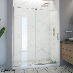 DreamLine Mirage-X 56-60 in. W x 72 in. H Frameless Sliding Shower Door in Brushed Nickel; Left Wall Installation